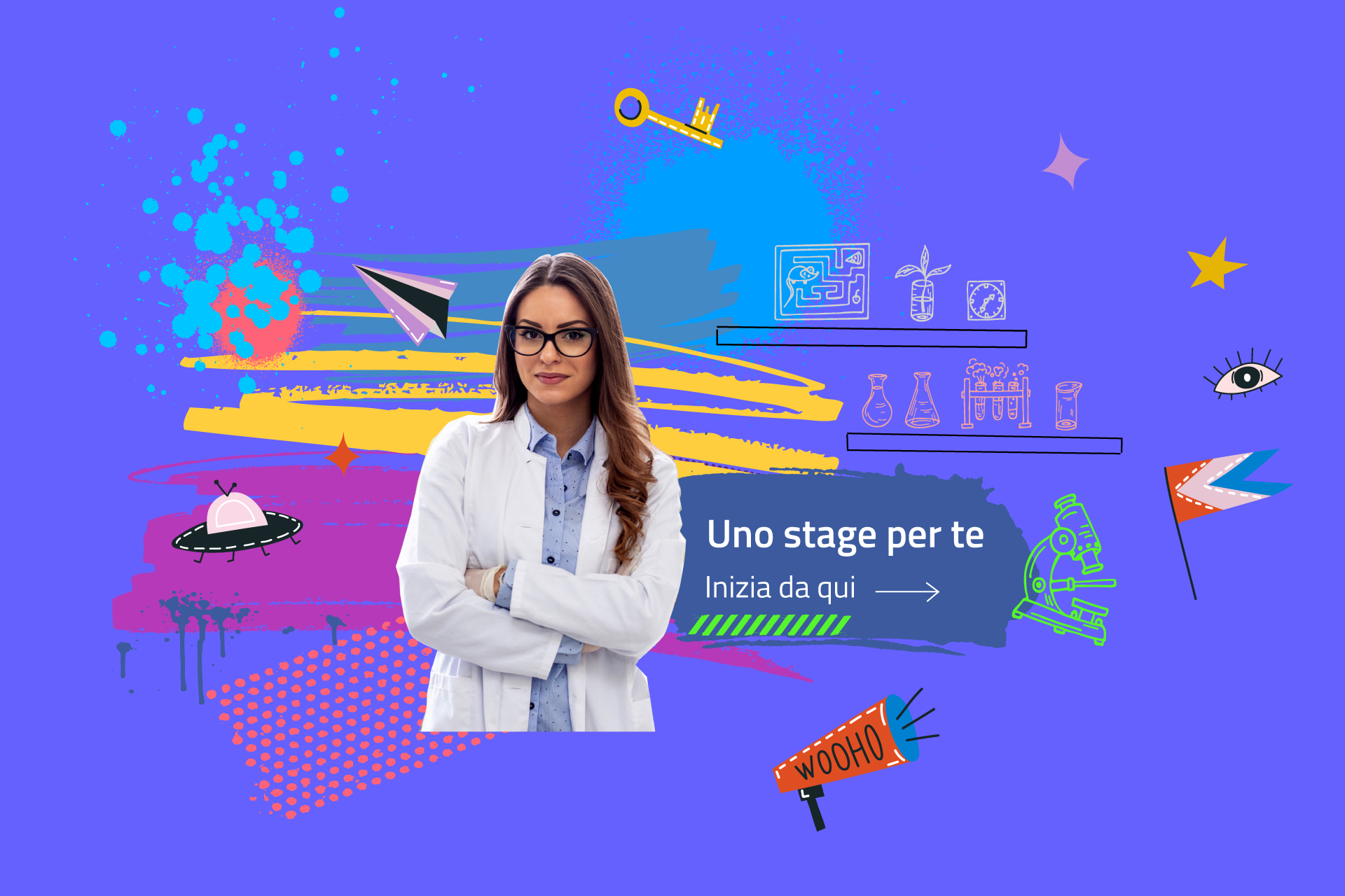 Illustrazione in Home Page che raffigura ragazza che partecipa a uno stage